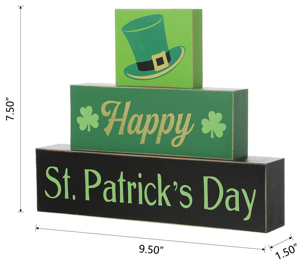 9.5" St. Patrick's Wooden Block Table Sign