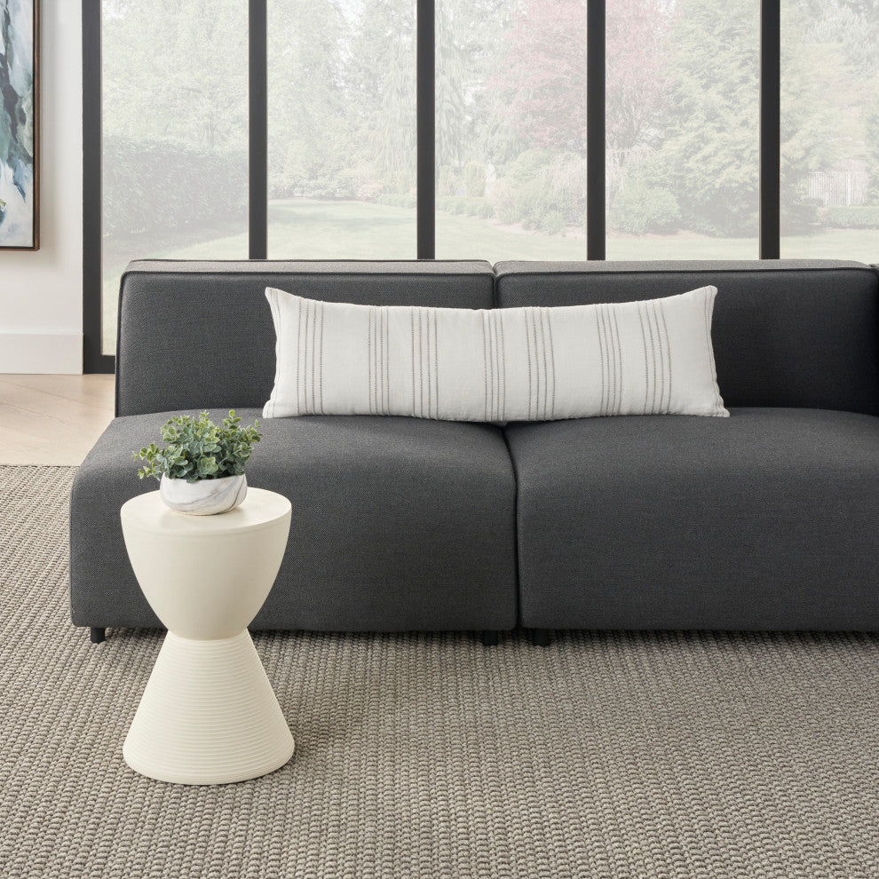 Mina Victory VJ215 Throw Pillow, White/Grey, 12" x 40"