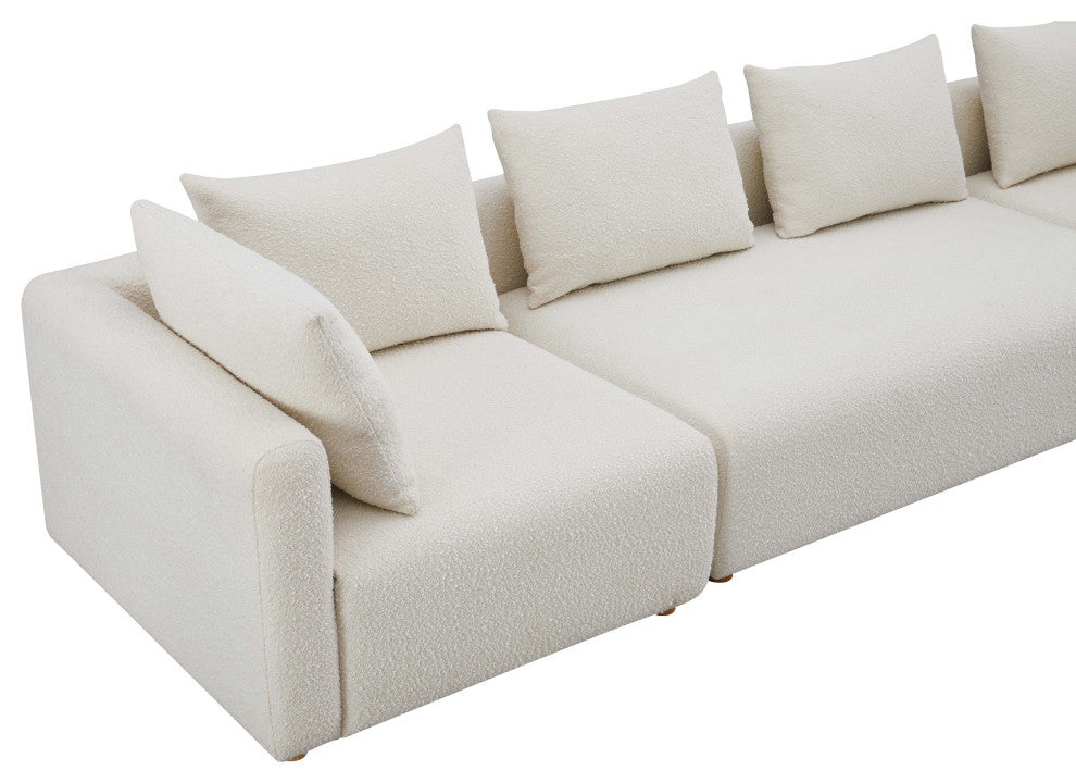 Hangover 145" Upholstered Long Sofa, Cream Boucle