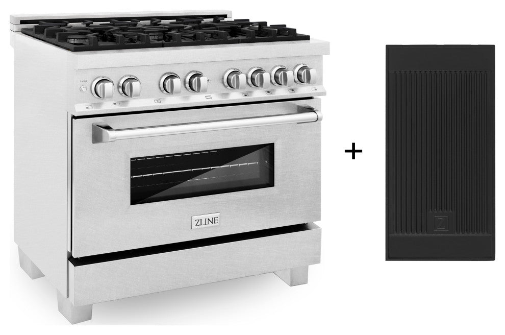 ZLINE 36" Dual Fuel Range With Griddle, Fingerprint Resistant Stainless Steel