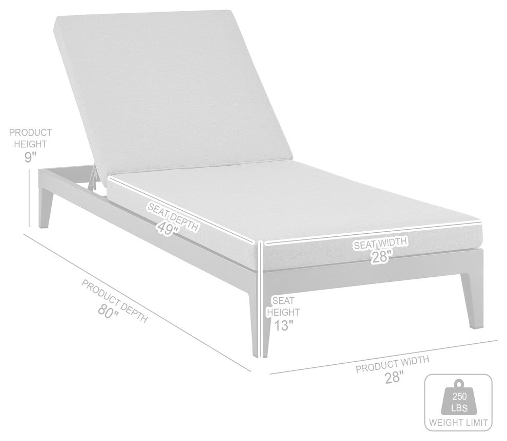 Menorca Outdoor Adjustable Chaise Lounge Chair in Aluminum with Gray Cushions