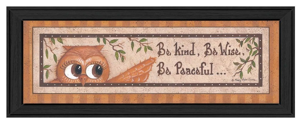 "Wise Owl" By Mary June, Printed Wall Art, Ready To Hang, Black Frame