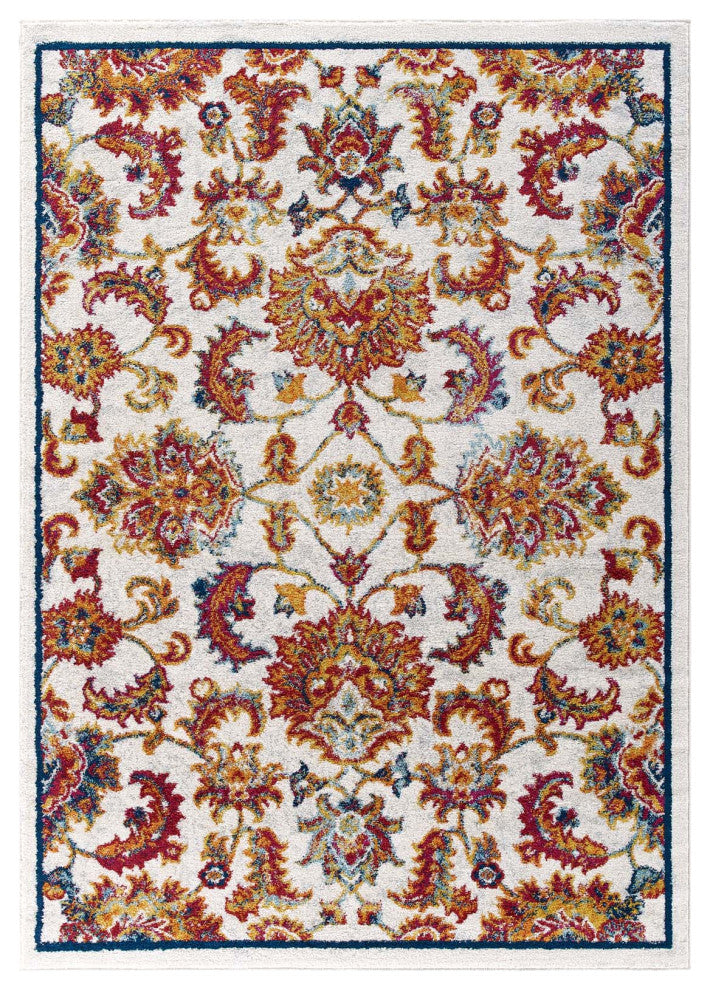 Entourage Azami Distressed Vintage Floral Lattice 5x8 Area Rug