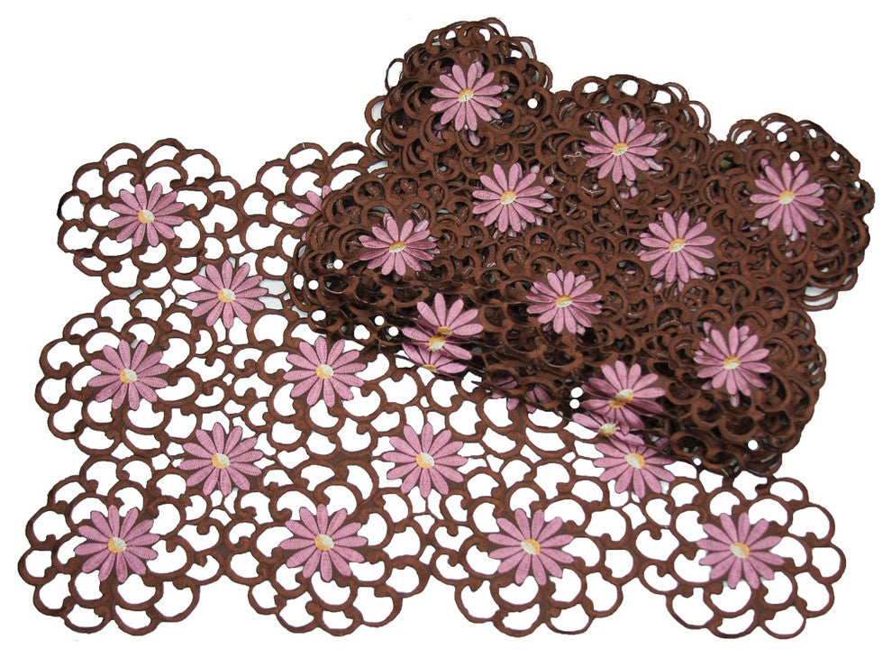 Daisy Splendor Set of 4 Placemat, 14"x20", Copper