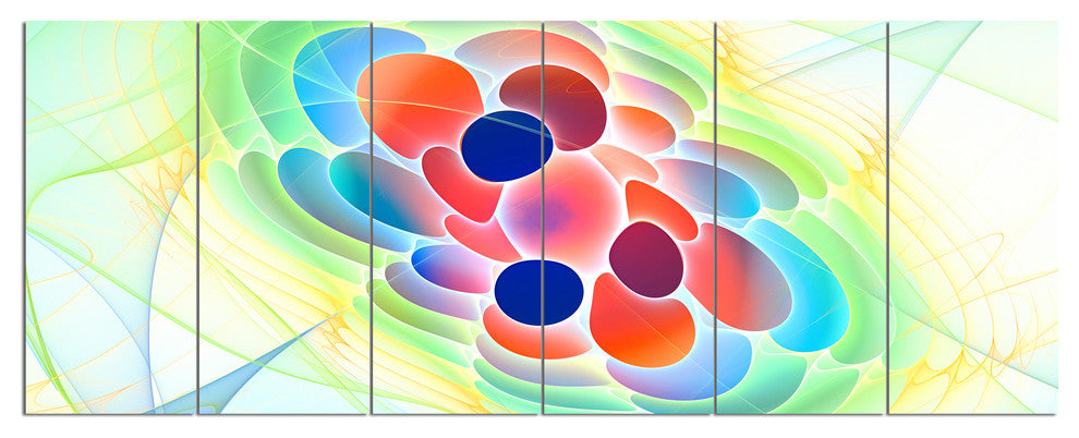 Fractal Virus under Microscope, Abstract Wall Art Canvas, 70"x28", 6 Panels