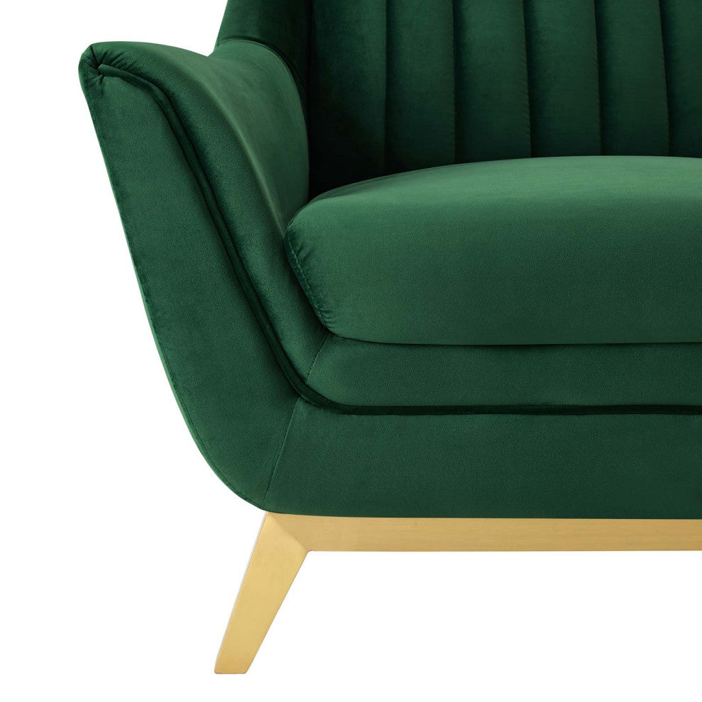 Winsome Channel Tufted Performance Velvet Armchair-Emerald