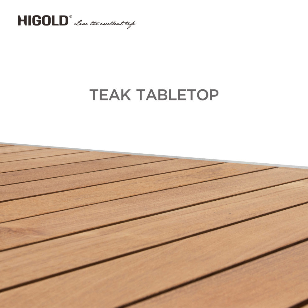 HIGOLD 6801 Nofi  4 Pieces Teak Outdoor Conversation Set with Blue Pillow , Alu