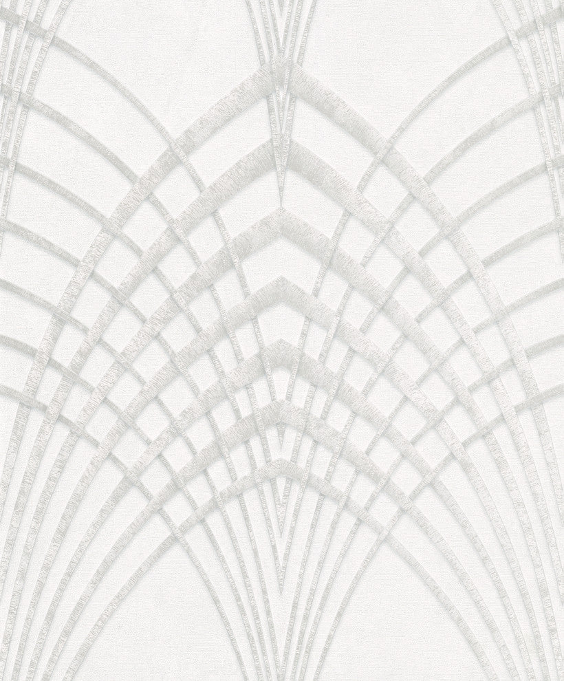 Structures Textured Wallpaper, Arches, 32277, White Gray, Sample