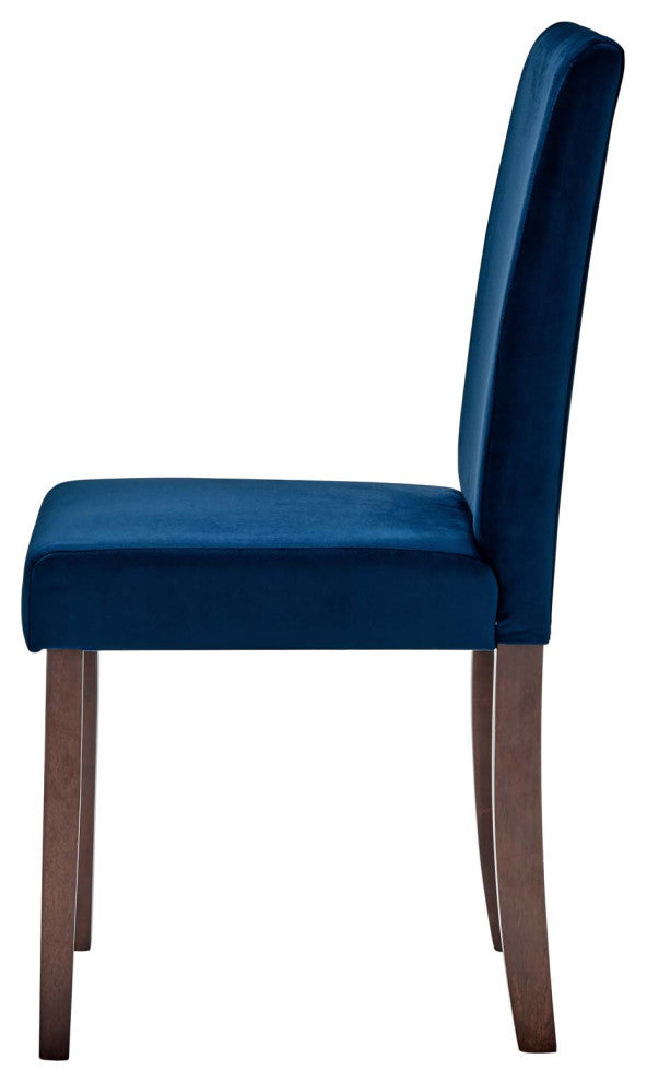 Side Dining Chair, Set of 2, Velvet, Wood, Blue Navy, Modern, Bistro Restaurant