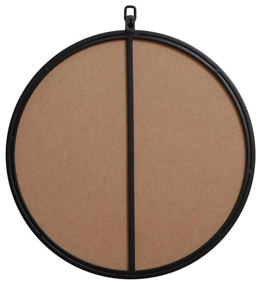 Elegant Decor Eternity 18" Round Mid Century Metal Frame Hooked Mirror in Black