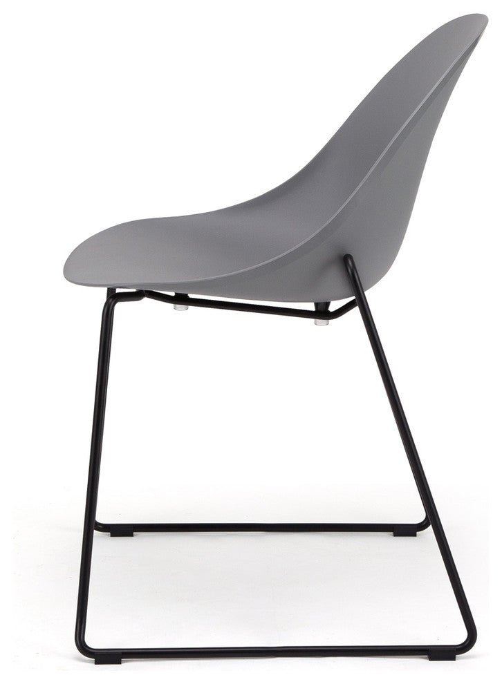 Seline Series Modern Accent Dining Chair with Black Steel Metal Legs, Gray