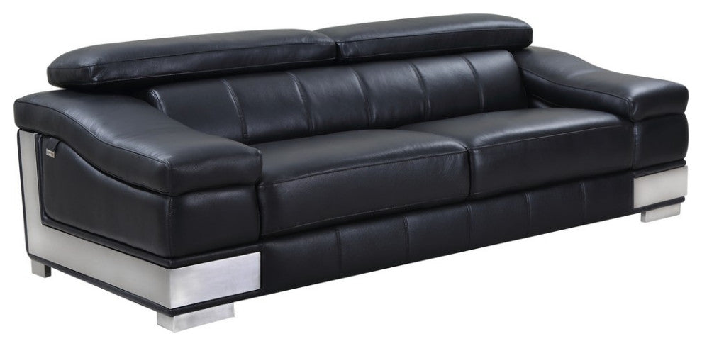 Milan Contemporary Genuine Italian Leather Sofa Black