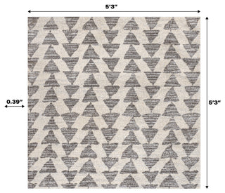 Aisha Moroccan Triangle Geometric Cream/Gray 6' Square Area Rug