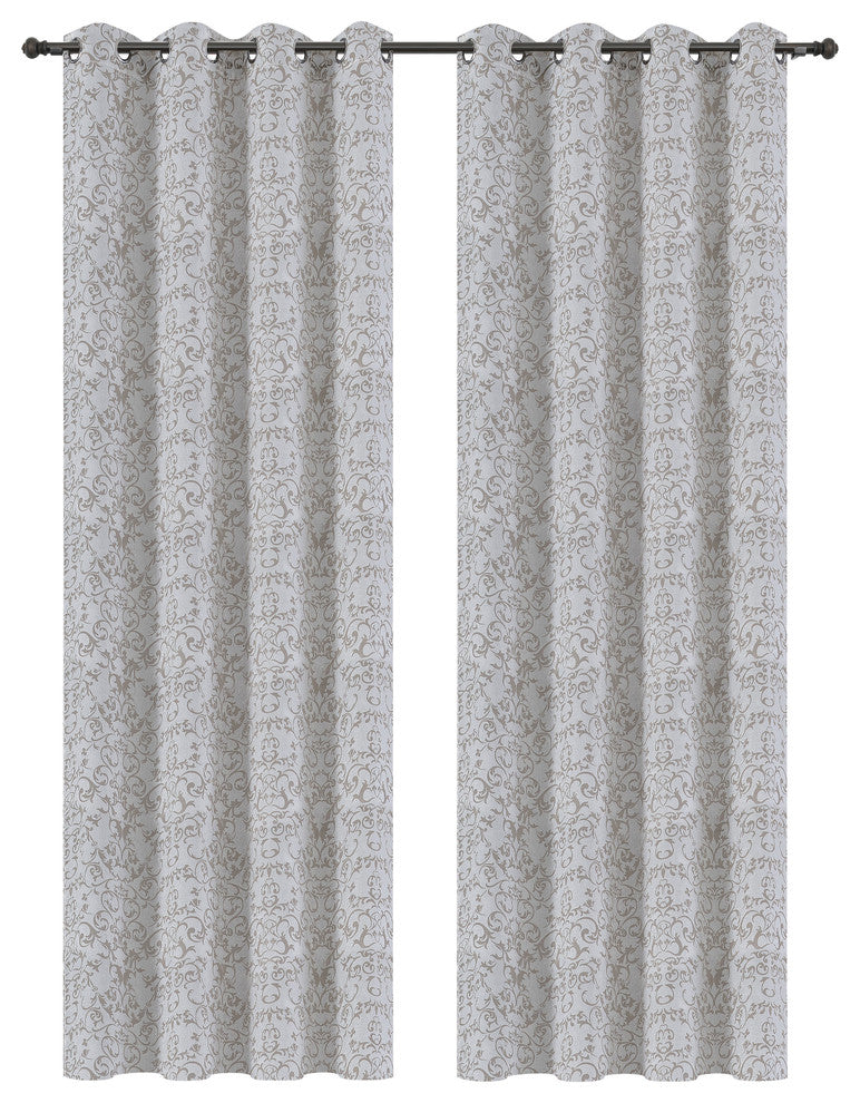 Jacquard Vine Drapery Curtain Panels, Natural, 50"x63", Set of 2