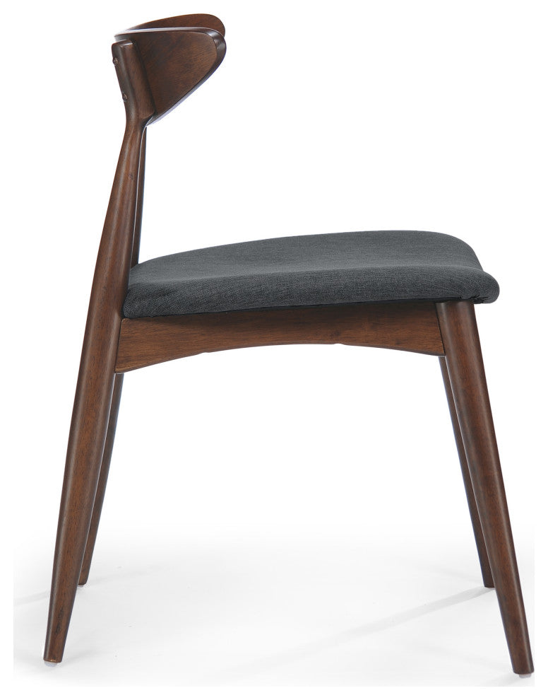 GDF Studio Issaic Mid Century Design Wood Dining Chairs, Set of 2, Charcoal/Walnut