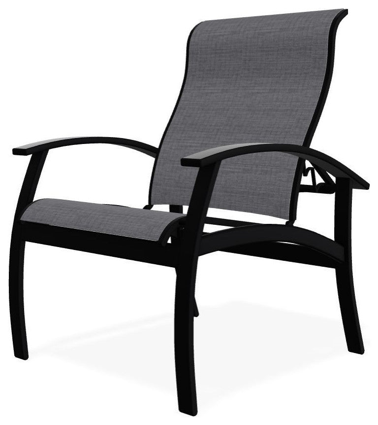 Belle Isle Sling Adjustable Outdoor Dining Chair, Augustine Pewter/Black