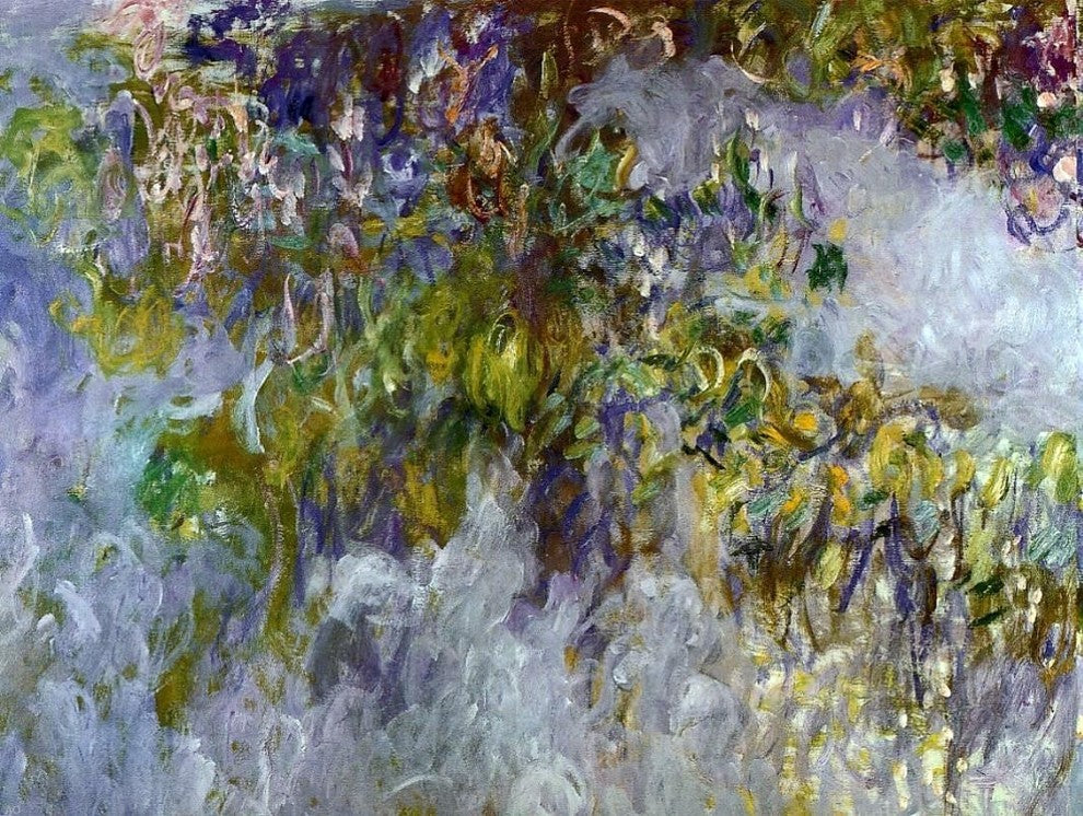 Claude Oscar Monet Wisteria, left half, Gallery Wrapped Canvas Print, 21"x28"