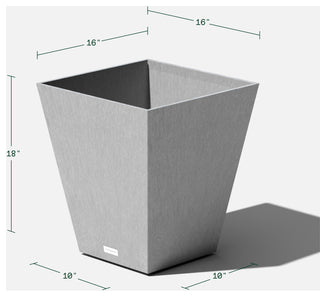 Nobleton Square Planter, Grey, 18 Inch, 2 Pack