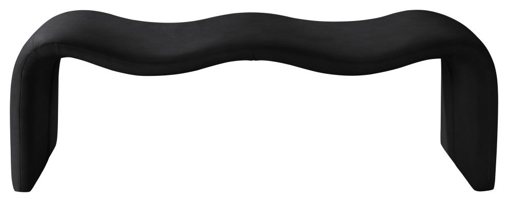 Willow Upholstered Bench, Black, Vegan Leather