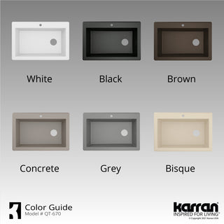 Karran Drop-In Quartz 33" 1-Hole Single Bowl Kitchen Sink, Concrete