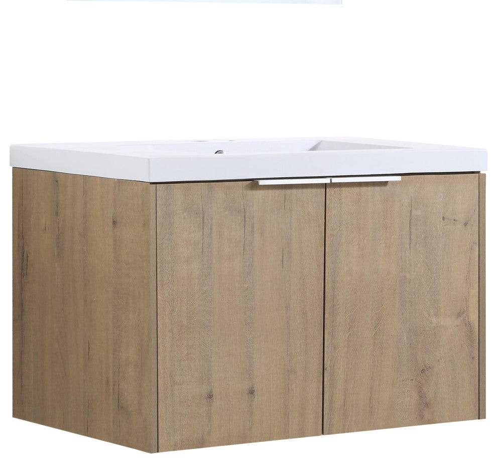 BNK 30" Bathroom Vanity with Resin Sink, Modern Design with Soft Close Doors, Imitative Oak