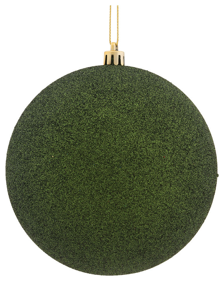 Vickerman 6" Moss Green Glitter Ball Ornament, 4 per Bag