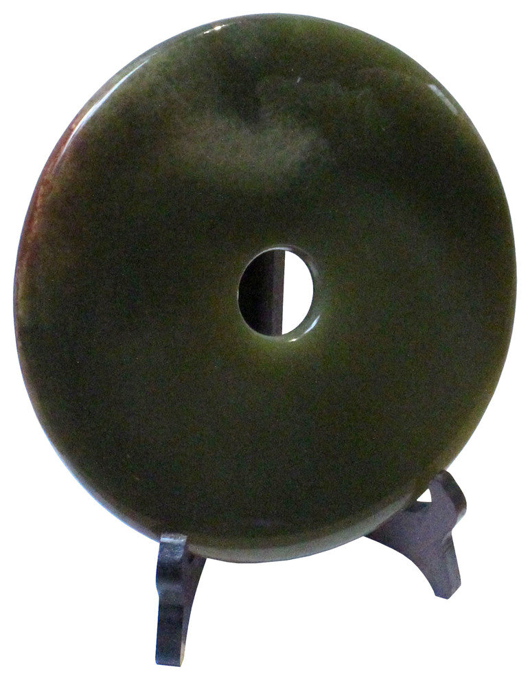 Chinese Natural Green Stone Round Home Decor Display Hws210