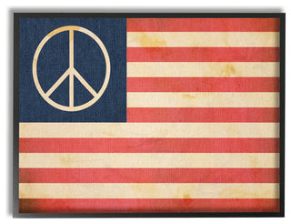 'Peace American Flag', Framed Giclee, 16"x1.5"x20"