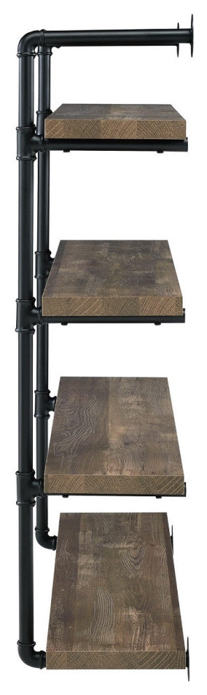 40" Wall Shelf, Black And Rustic Oak