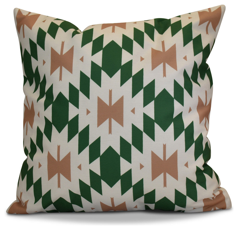 Patna Geometric Print Pillow, Green, 16"x16"