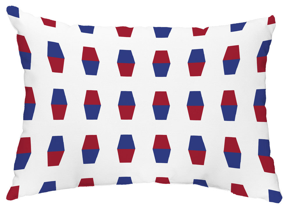 Bowling Pins 14"x20" Abstract Decorative Outdoor Pillow, Red