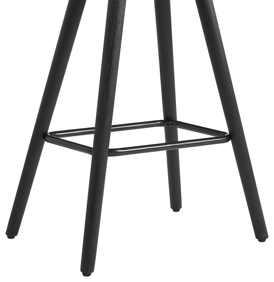 26" Gray Faux Leather Backless Black Wood Bar Stool