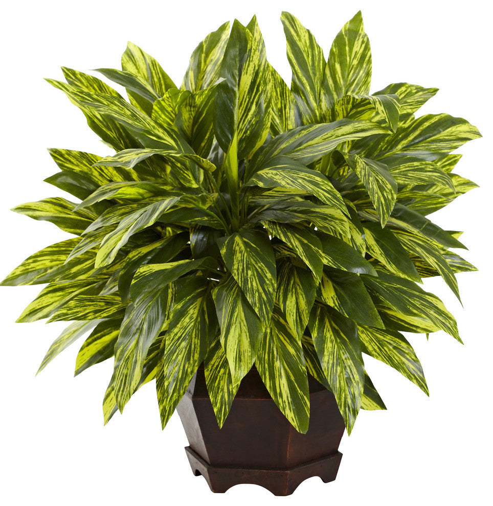 Tradescantia Artificial Plant With Black Hexagon Planter, Green