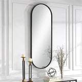 Uttermost Varina Tall Contemporary Iron Metal and MDF Mirror in Black