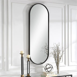 Uttermost Varina Tall Contemporary Iron Metal and MDF Mirror in Black