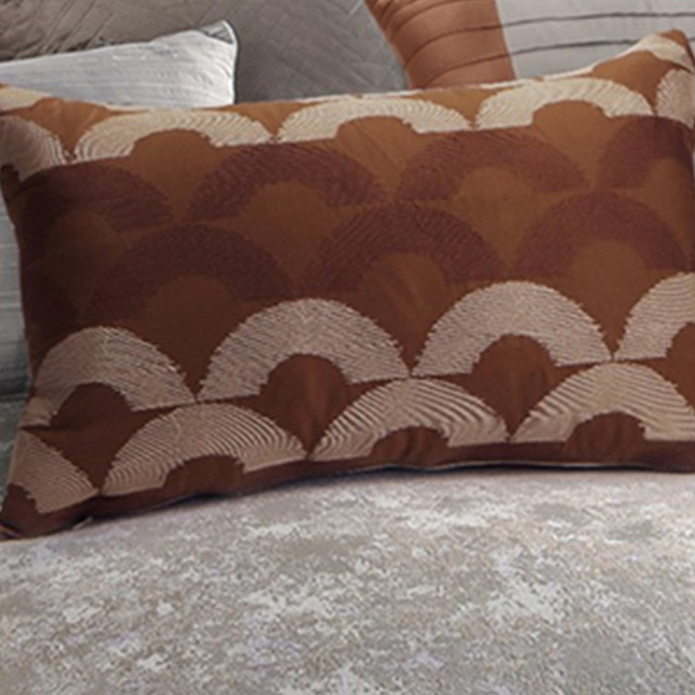 Benzara BM227290 12 Piece King Comforter Set with Textured Details, Gray/Brown