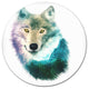 Wolf Head Double Exposure Drawing, Animal Round Metal Wall Art, 36"