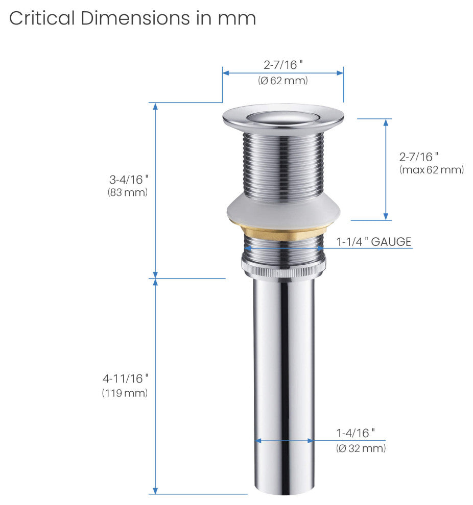 Pop-Up Drain Stopper Without Overflow, Chrome