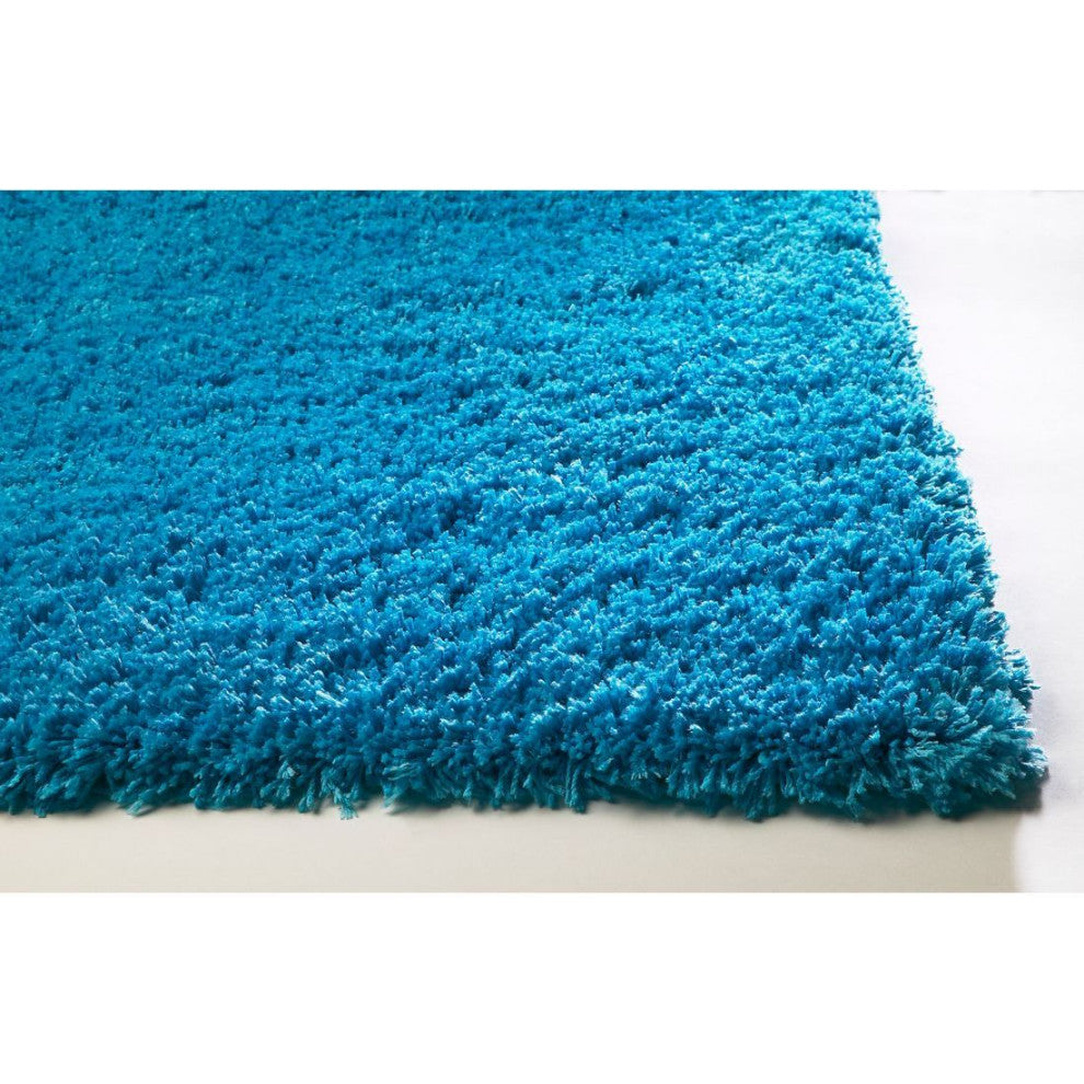 KAS Bliss 1577 Highlighter Blue Shag Area Rug, 5' x 7'