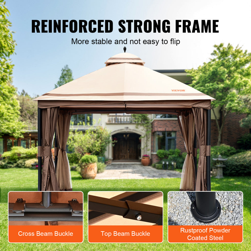 VEVOR Patio Gazebo Backyard Gazebo Tent 10x13'' for 10-12 Person With Netting