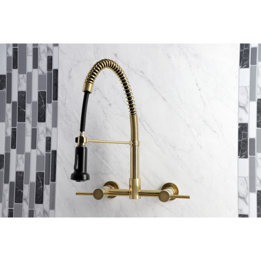 Gourmetier GS818XDL-P Concord 2-Handle Wall Mount Pull-Down Kitchen Faucet, Brus