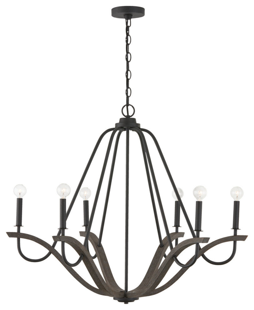 Capital Lighting 447661 Clive 6 Light 36"W Candle Style - Carbon Grey / Black