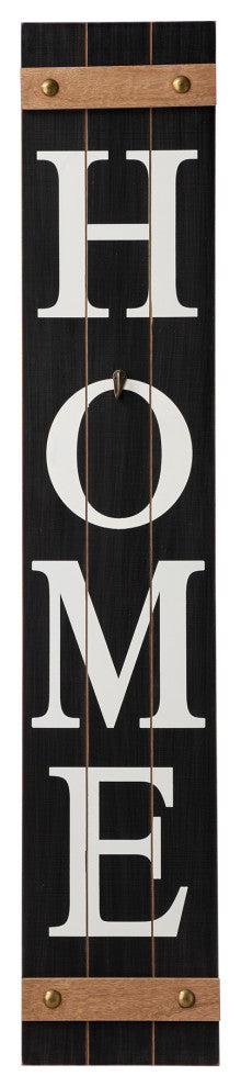 42"H Christmas Wooden "HOME" Black Porch Sign With Wreath