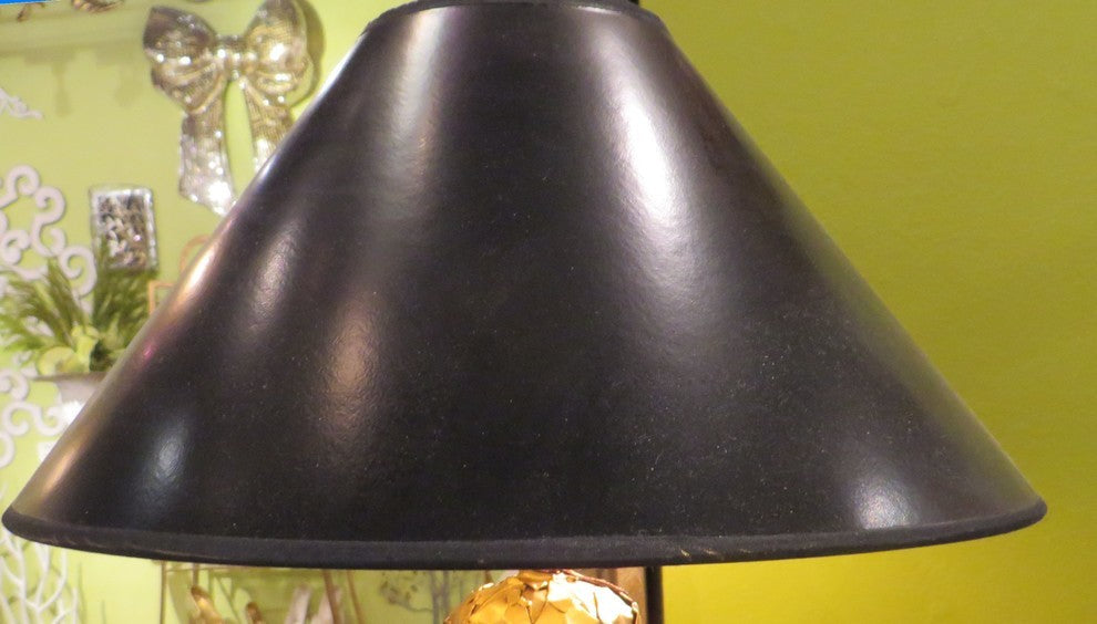 28" Gold Iron Tassel Table Lamp, Cottage Contemporary Romantic Ornate Black