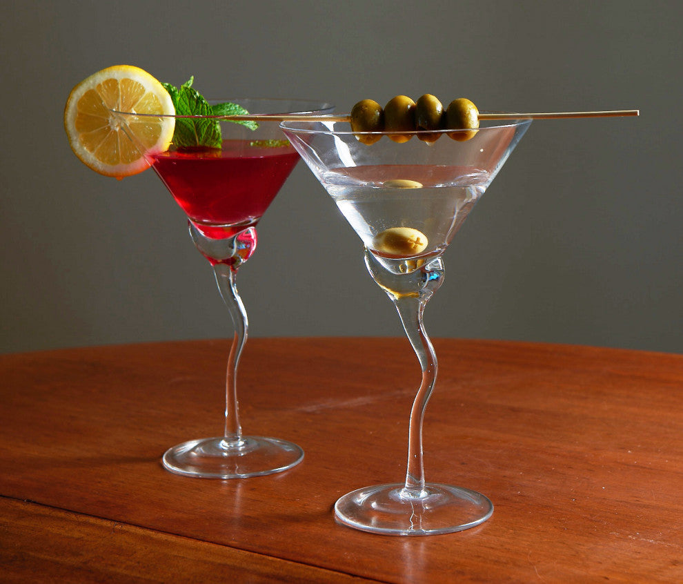 Martini Glass with Wave Stem, Set of 4