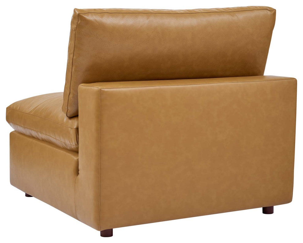 Sectional Sofa Set, Faux Vegan Leather, Tan, Modern, Living Lounge Hospitality