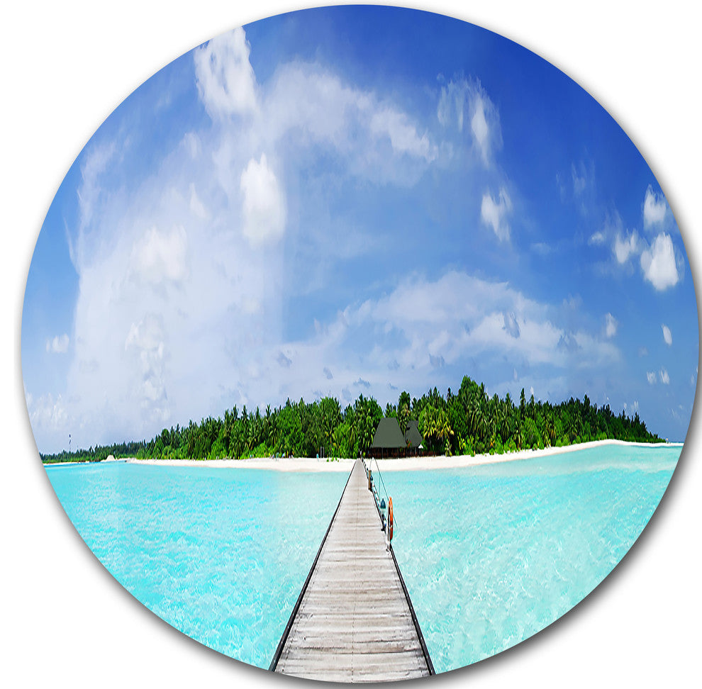 Maldives Panorama, Seascape Photography Round Wall Art, 23"