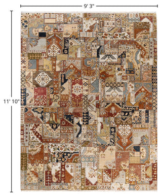 Patchwork, One-of-a-Kind Hand-Knotted Area Rug - Multicolor, 9' 3" x 11' 10"