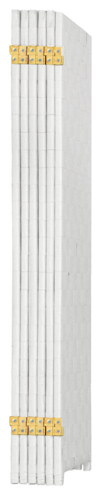 4 ft. Short Woven Fiber Outdoor All Weather Room Divider 6 Panel White