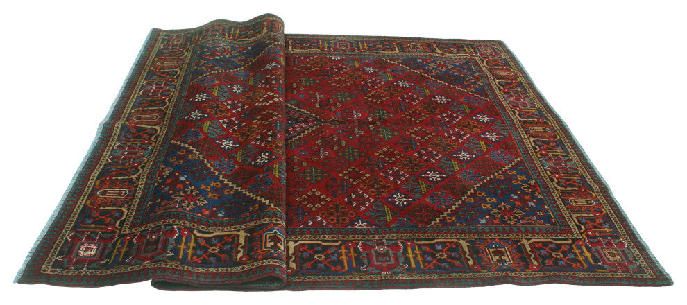Fine Vintage Distressed Patra Red/Navy Rug, 6'10x10'3